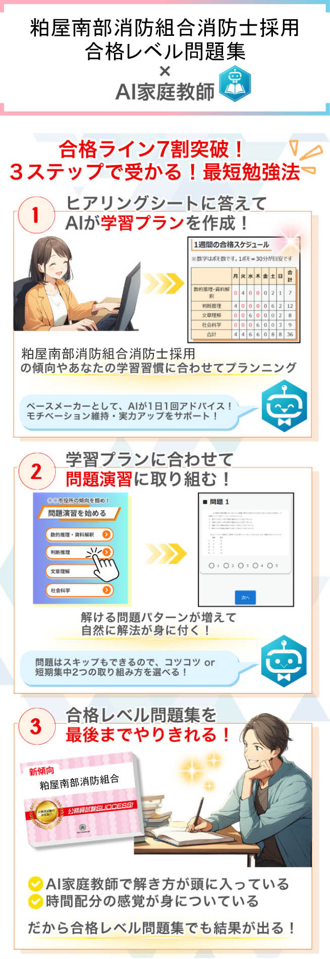 過去問データに沿った粕屋南部消防組合消防士採用問題集+AI家庭教師