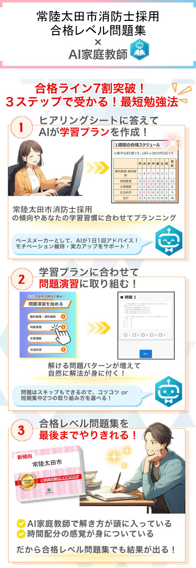 過去問データに沿った常陸太田市消防士採用問題集+AI家庭教師