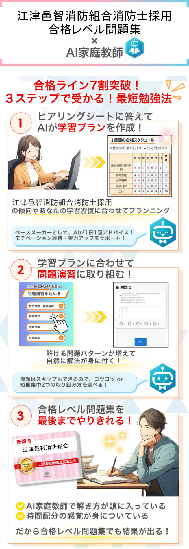 過去問データに沿った江津邑智消防組合消防士採用問題集+AI家庭教師