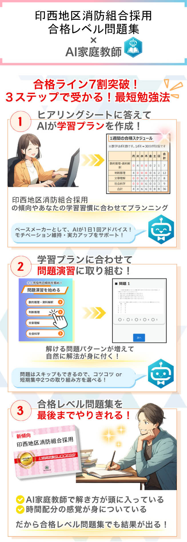 過去問データに沿った印西地区消防組合採用問題集+AI家庭教師