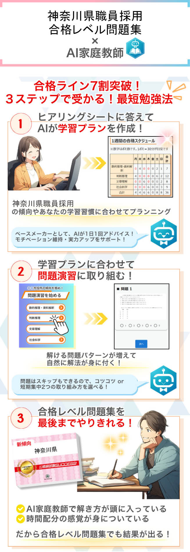 過去問データに沿った神奈川県問題集＋AI家庭教師