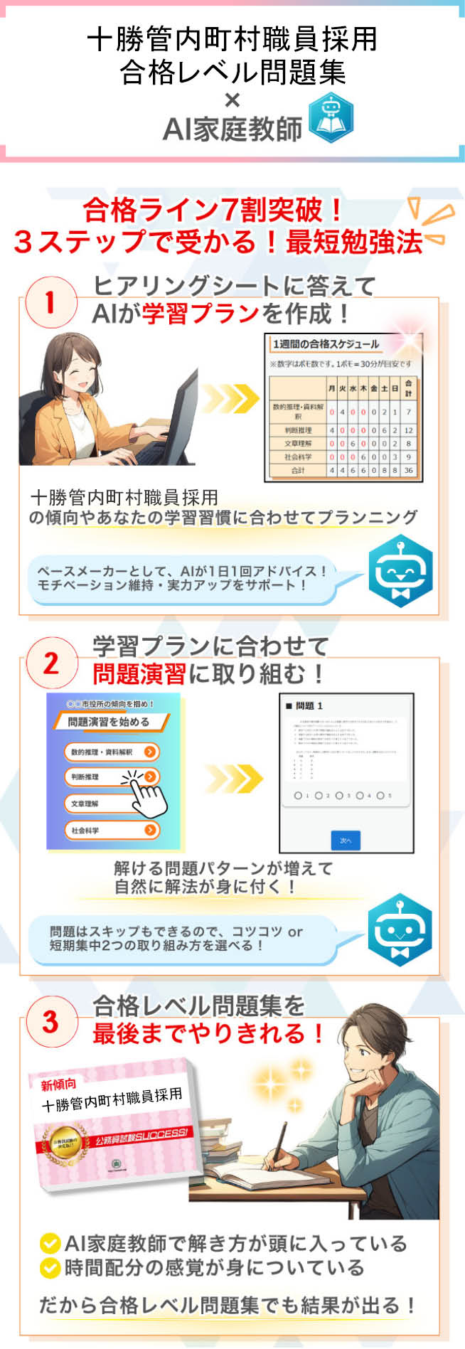 過去問データに沿った十勝管内町村問題集+AI家庭教師